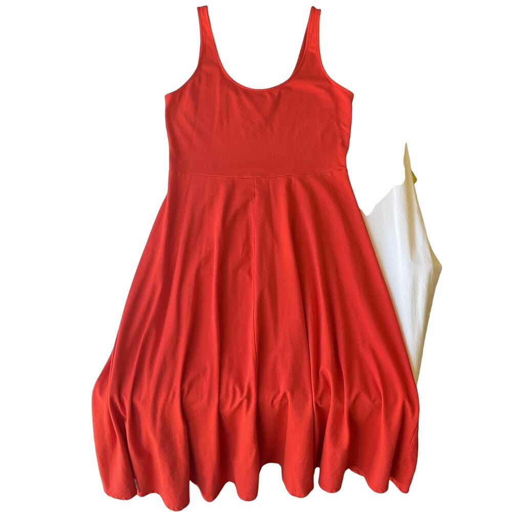 A New Day Women Midi Dress Size M Red Fit & Flare Sleeveless Stretchy